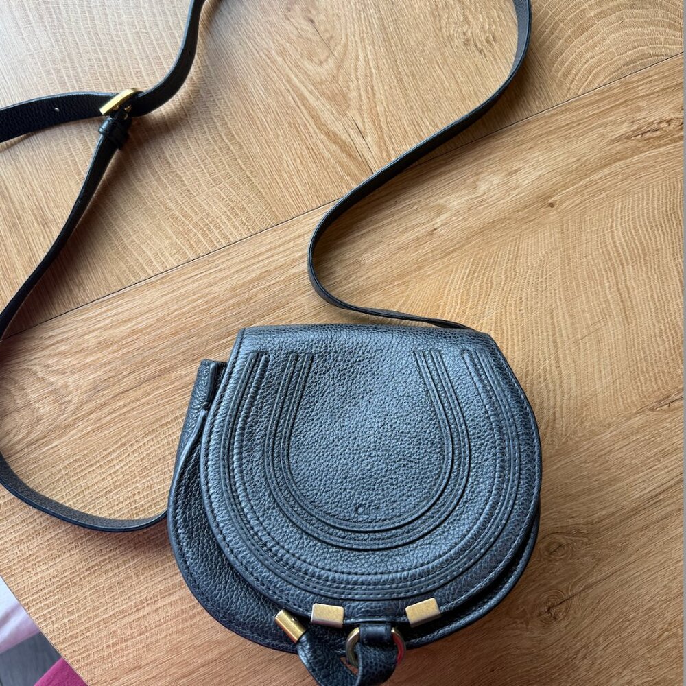 CHLOÉ Marcie mini textured-leather shoulder bag black